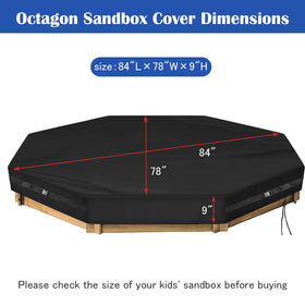 Kasla Octagon Sandbox Cover highlights waterproof coating to protect the sandbox.