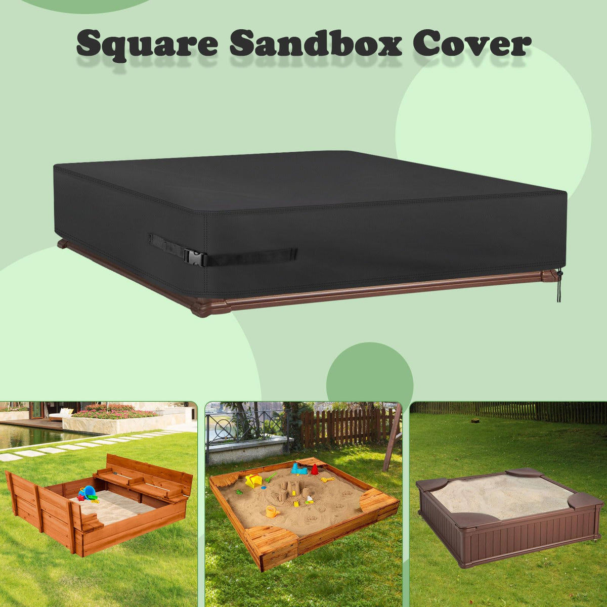 Kasla 50x50 sandbox cover sized for a proper fit