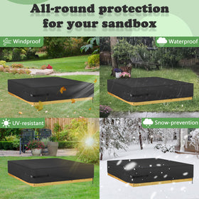 Kasla square sandbox cover folds for simple storage.
