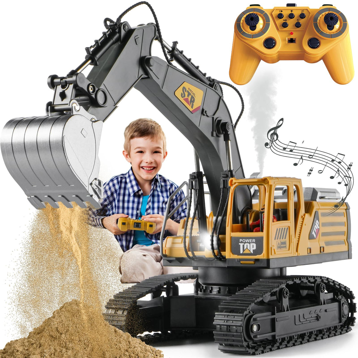 KASQERT 1:14 RC excavator with smoke effect for authentic construction play