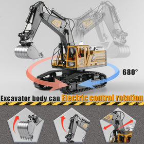 KASQERT RC excavator rotation demonstrating wide range of motion