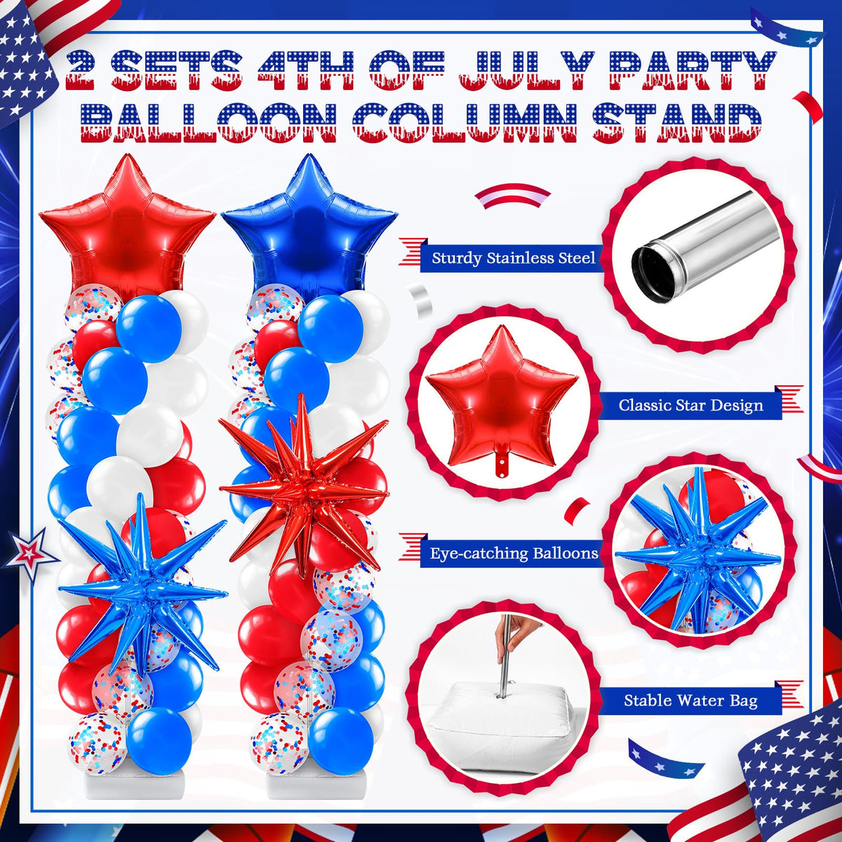 Kasyat adjustable balloon stands provide a stable, eye catching display