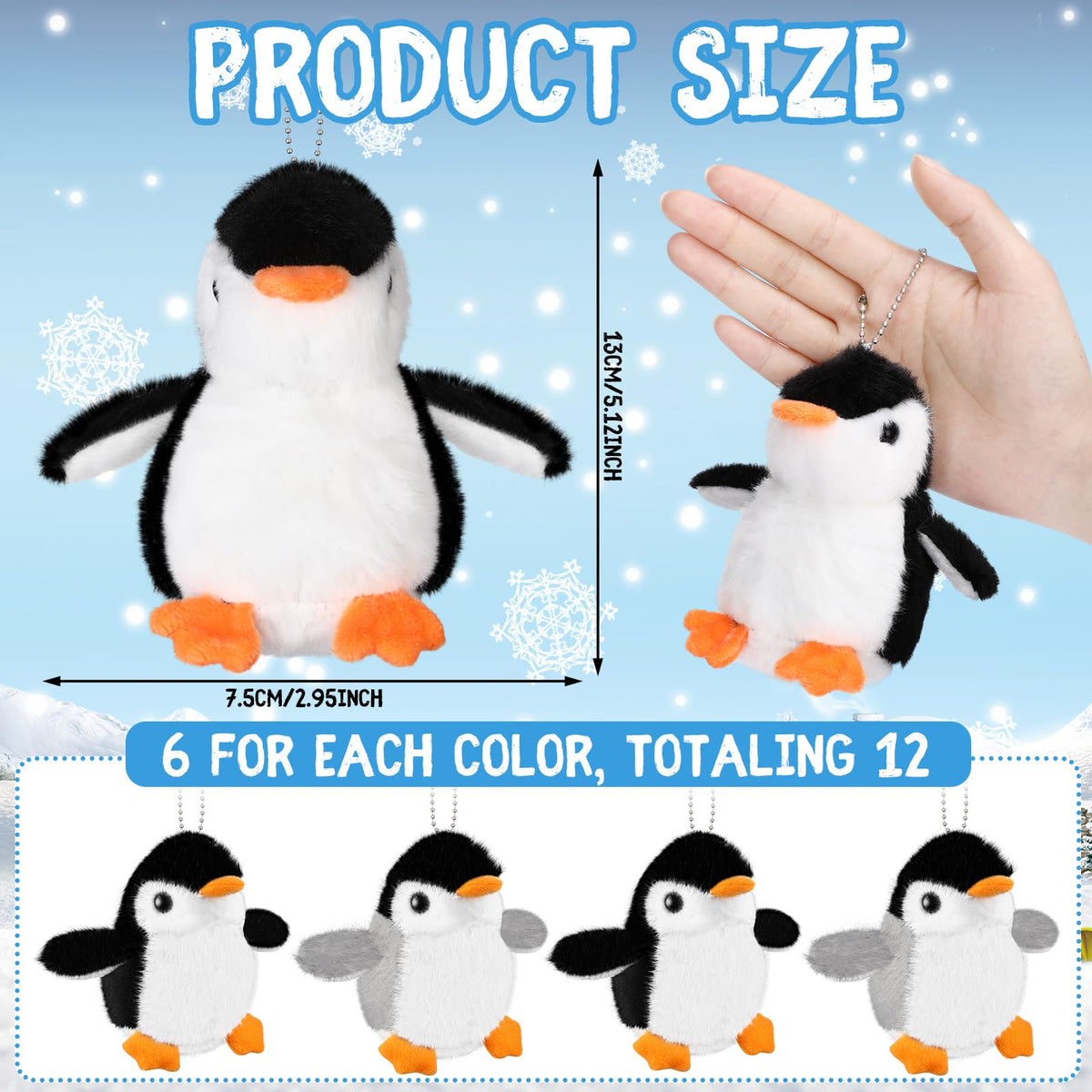 Kasyat penguin plush keychain featuring a 5-inch soft plush design.