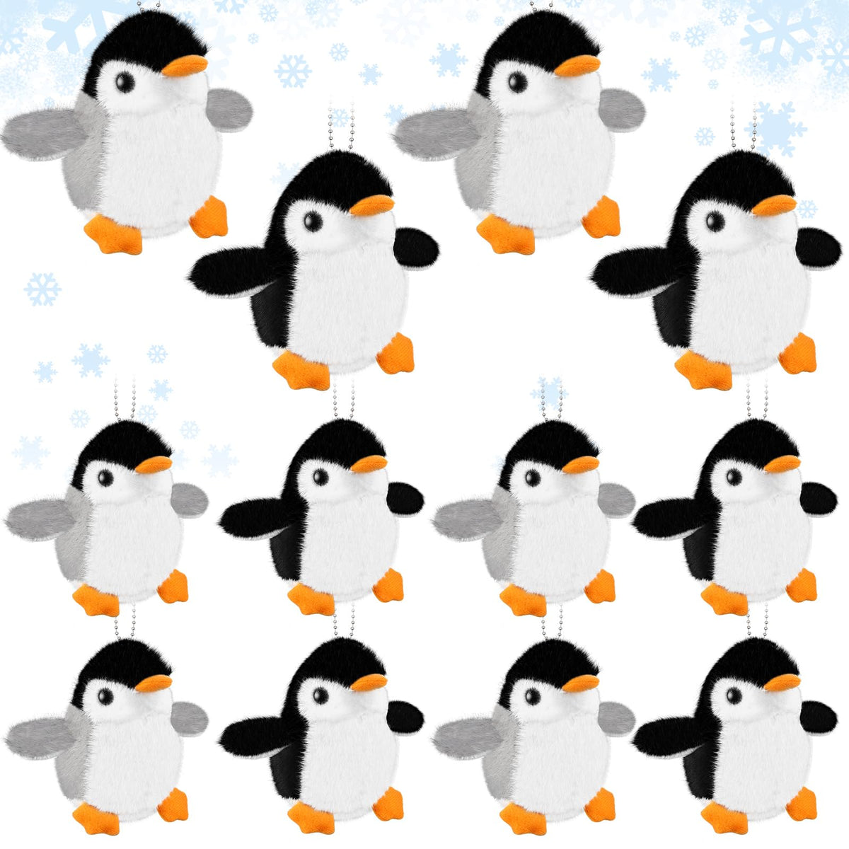 Kasyat penguin plush keychain set in multi colors for playful bag decoration.