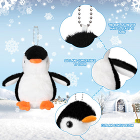 Kasyat penguin plush keychain with a metal ring for easy attachment.