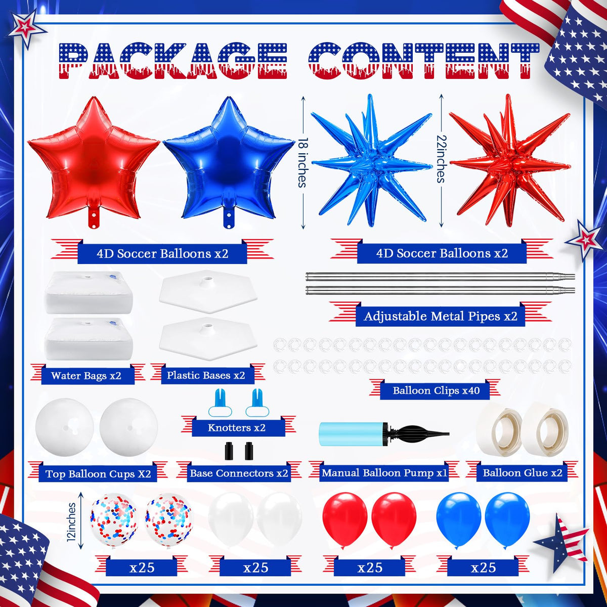 Kasyat red white blue star foil balloons add festive patriotism to any event