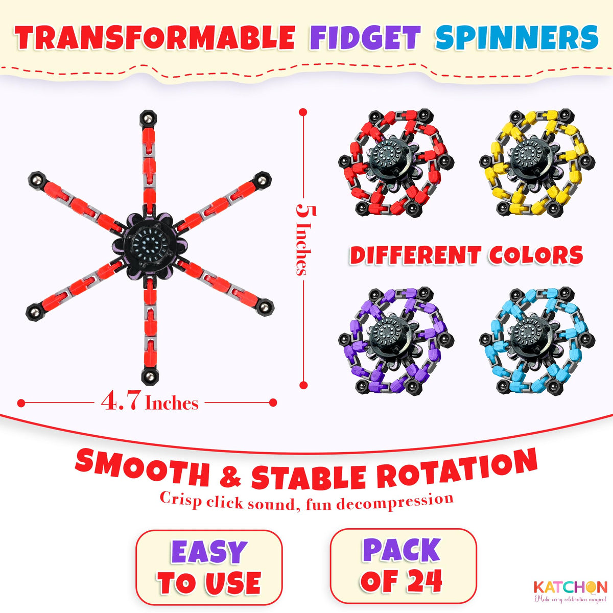 KatchOn robot fidget spinner in action transforming to a spinner