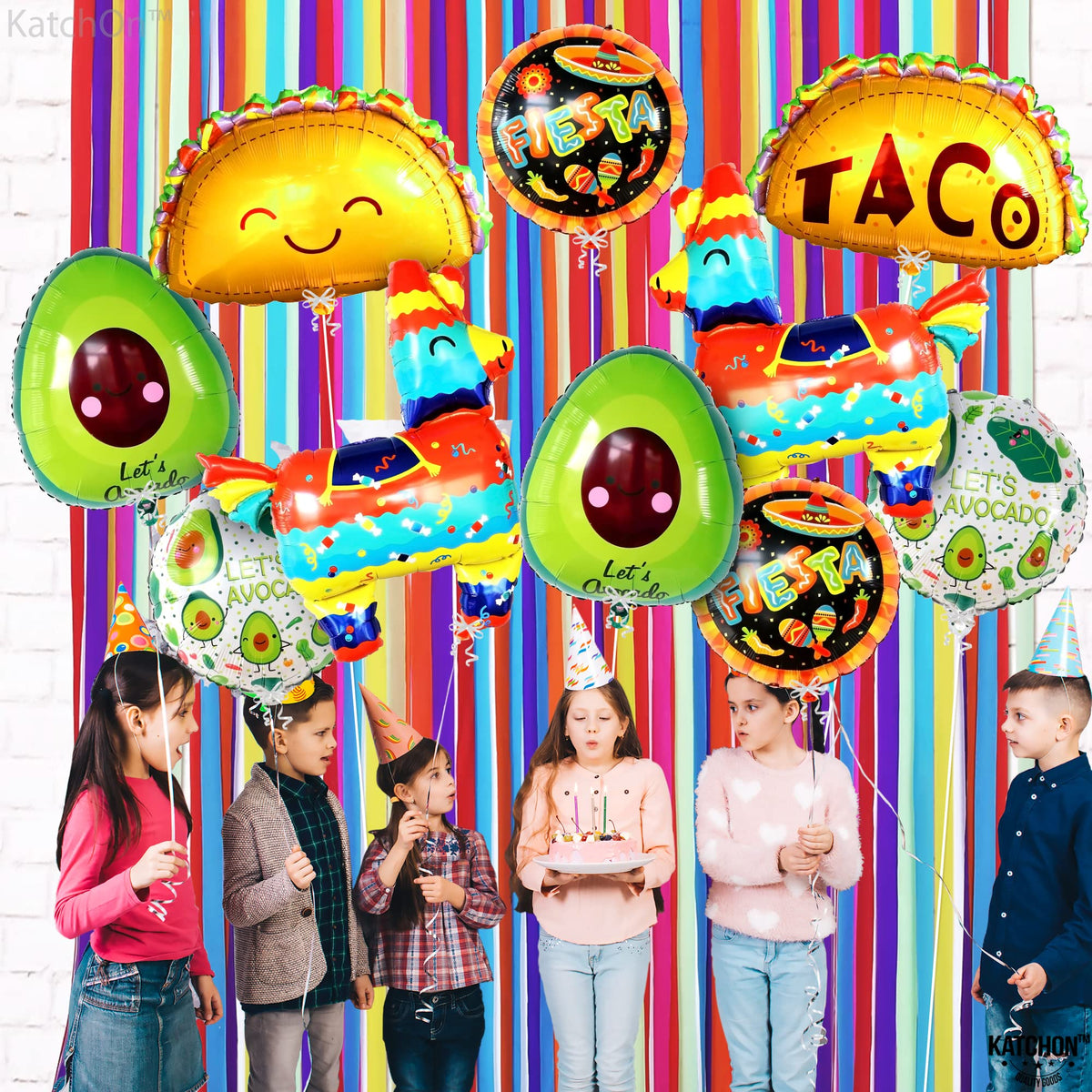 KatchOn round fiesta foil balloons elevate arches and balloon bouquets.