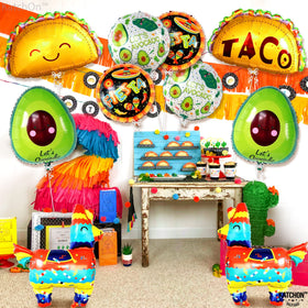 KatchOn taco balloons bring playful charm to fiesta decorations and photo ops.