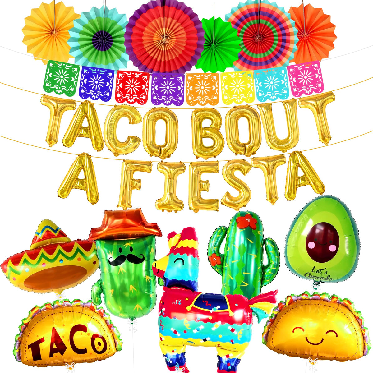 KatchOn Taco Bout A Fiesta 15-inch letters banner adds bold, festive messaging to any fiesta.