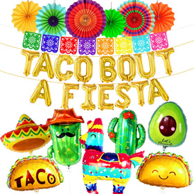 KatchOn Taco Bout A Fiesta 15-inch letters banner adds bold, festive messaging to any fiesta.
