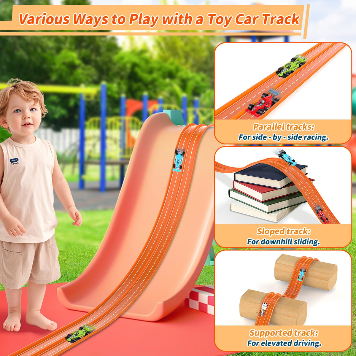 Katgogoo wall-mounted race track shows versatile play and wall runs