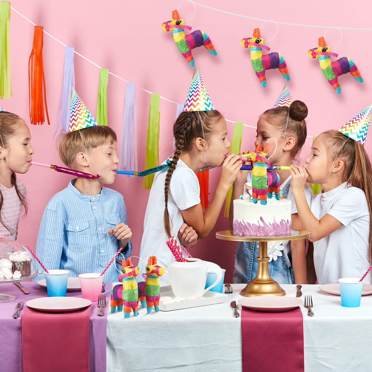 Kathfly birthday pinatas hanging, easy to display, create lively party ambiance.