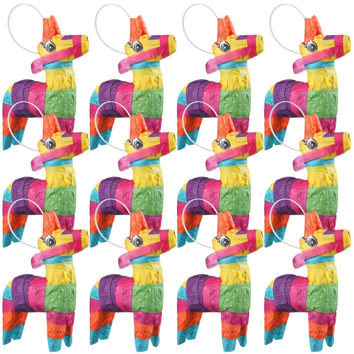 Kathfly mini donkey pinatas set, front view, perfect for festive table décor.