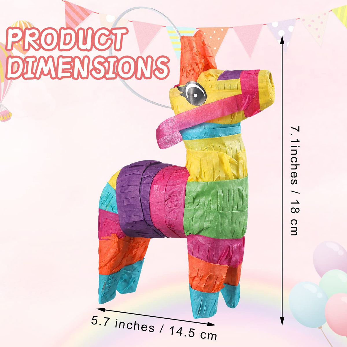 Kathfly pinatas table decor, well-lit, adds playful color to any party setup.