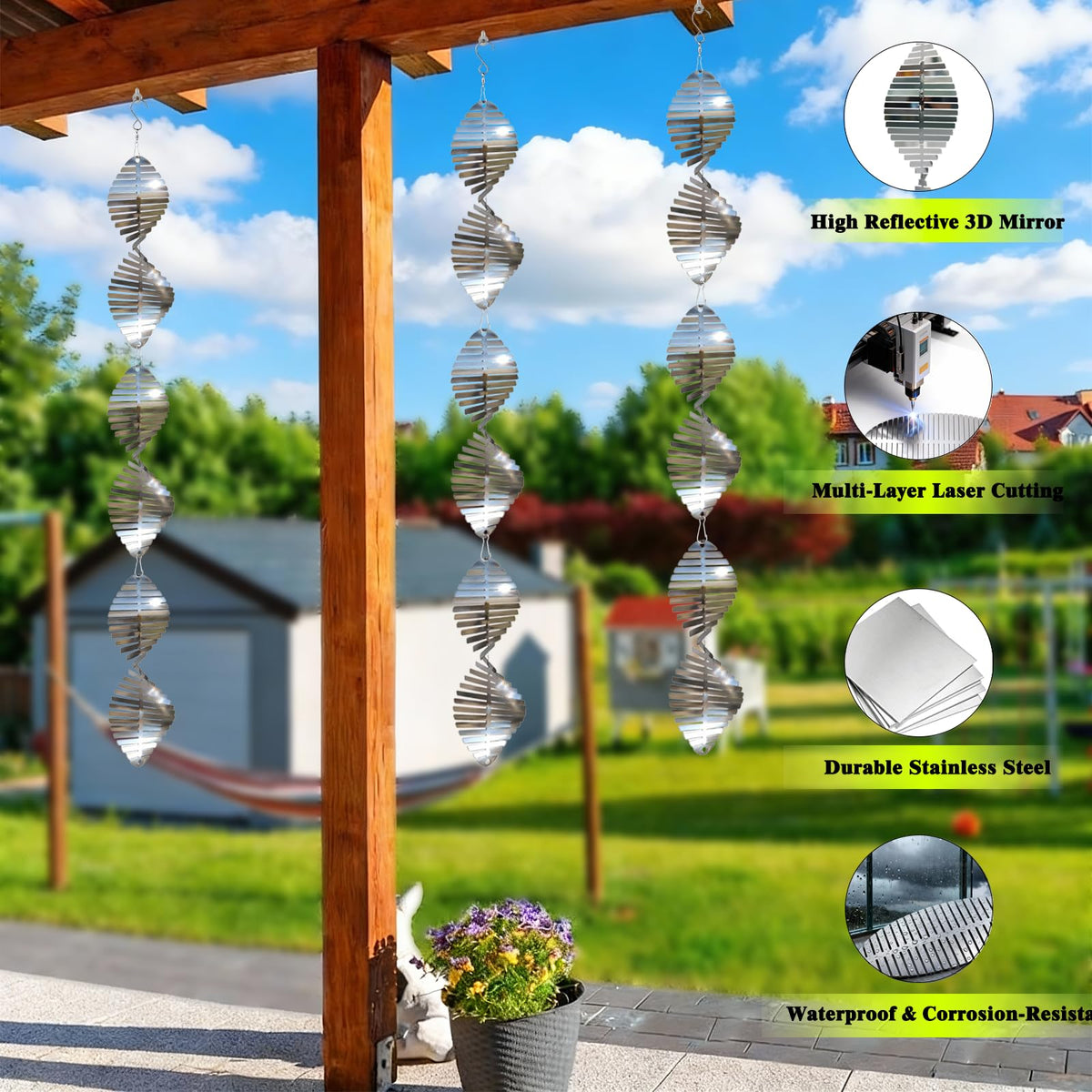 Katinyos Bird Deterren 360° swiveling hook enables full coverage and rotation.