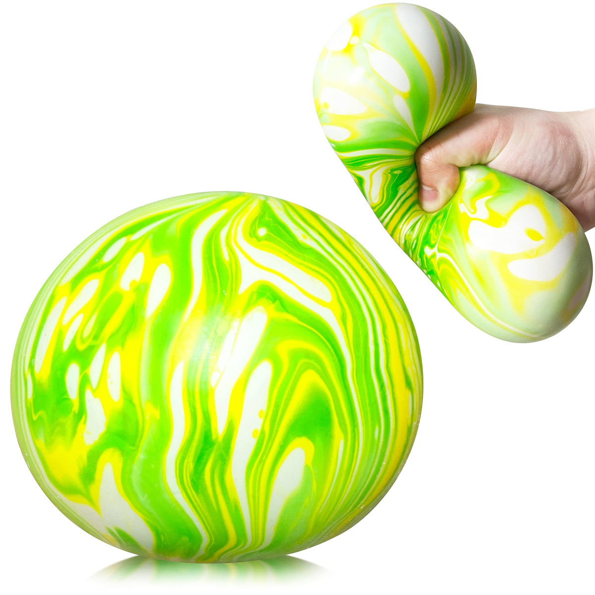 Kawaite giant dough balls green being stretched for stress relief and focus