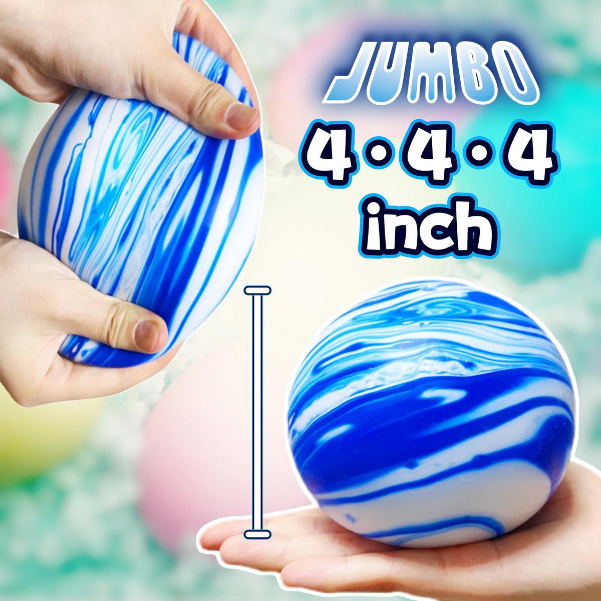 Kawaite giant stress ball in use for relaxation and concentration.