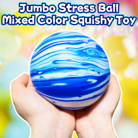 Kawaite giant stress ball blue squeeze in hand for anxiety relief.
