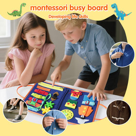 KAWITLO Alphabet and numbers activities on the busy board support early literacy and counting skills.