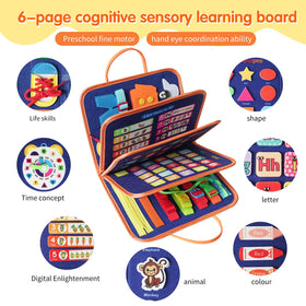 KAWITLO Color shapes and animal matching pages aid visual recognition and fine motor play.