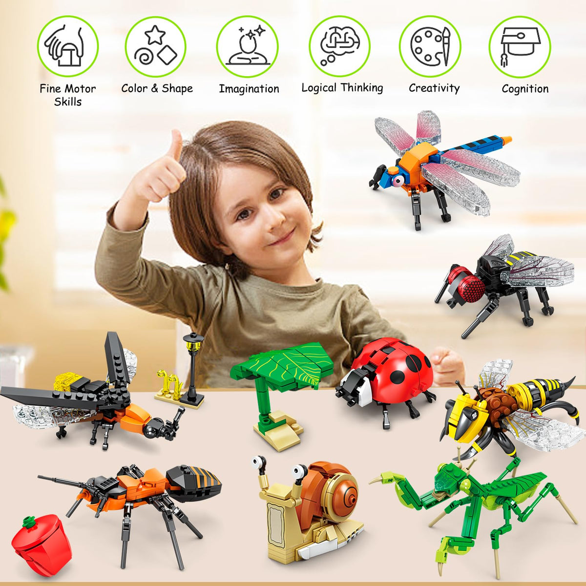 KAZI Bugs ant-building kit supports problem-solving and fine motor skills during play.