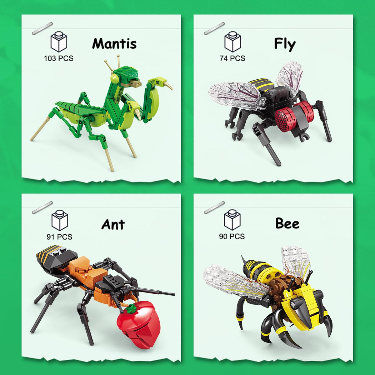 KAZI Bugs housefly-building kit offers colorful parts to boost color recognition and creativity.