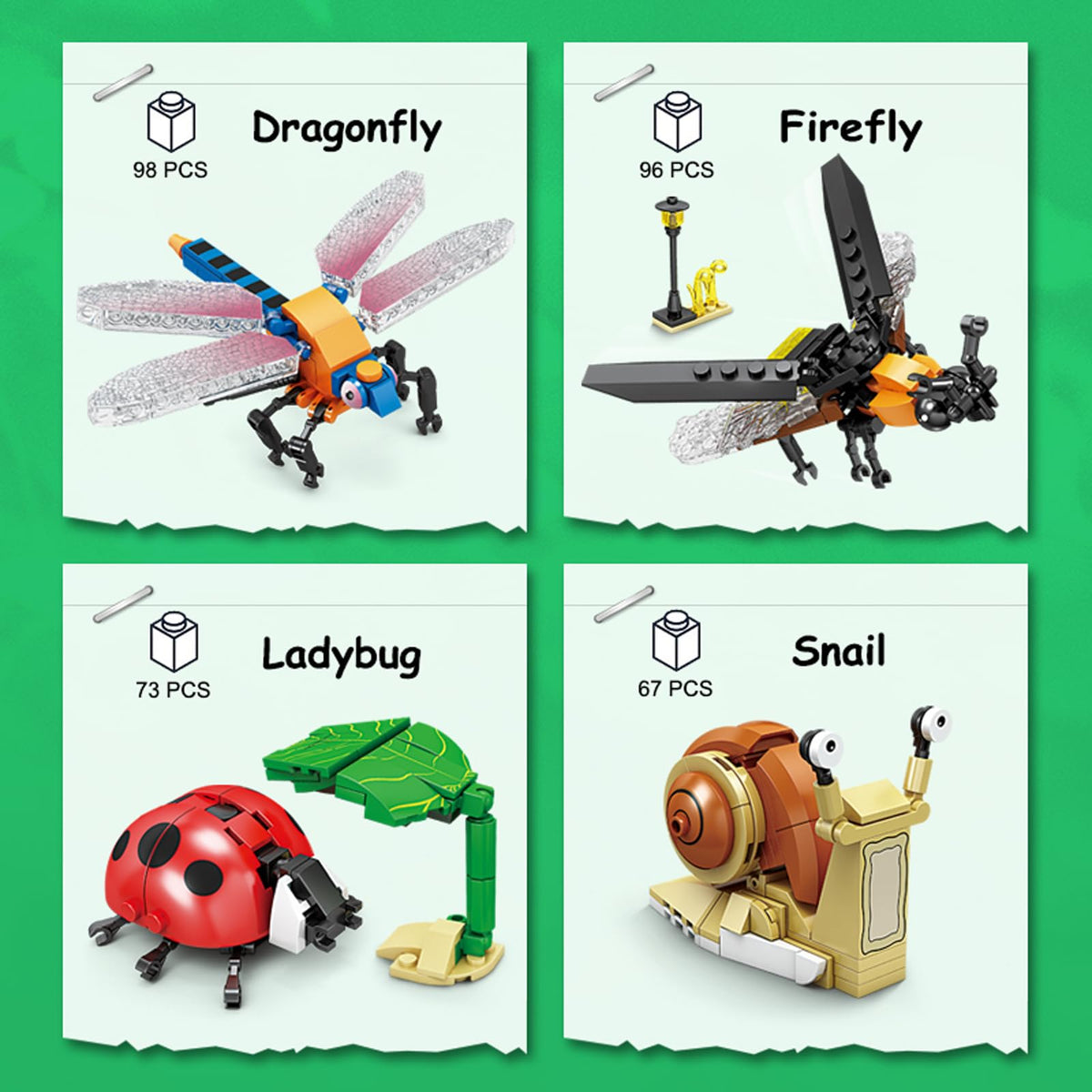 KAZI Bugs mantis building kit helps kids explore insect structure through construction.