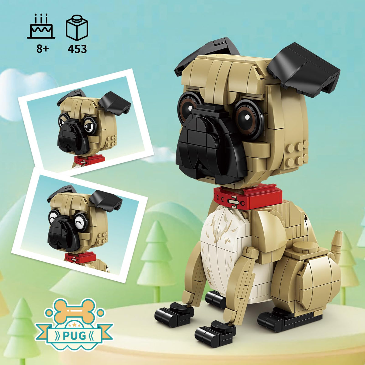 KAZI Ideas pug figure eyes accessories for expressive customization