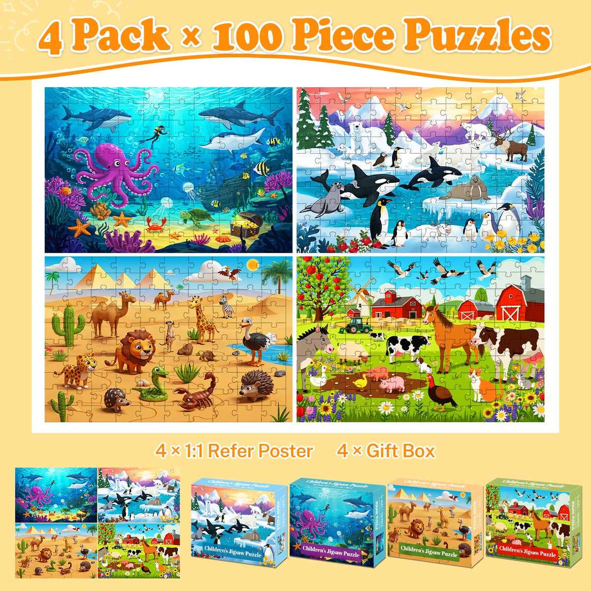 Kazmido desert wildlife 100-piece puzzle boosts problem-solving for kids.