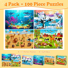 Kazmido desert wildlife 100-piece puzzle boosts problem-solving for kids.