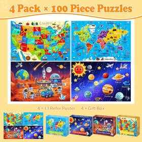 Kazmido USA map 100-piece puzzle box enhances memory through bright map scenes.