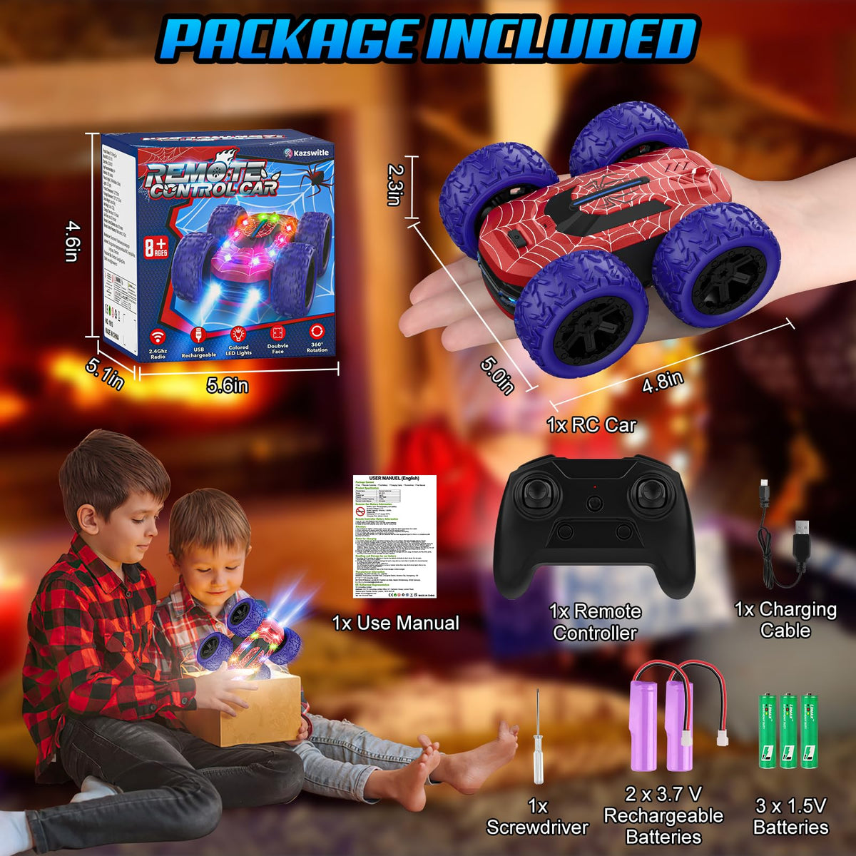 Kazswitle gift-ready RC car box suitable for birthdays and holidays.