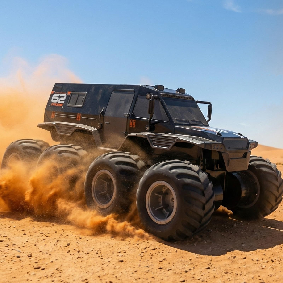 KB KAIBO 1:12 amphibious RC car side view for land and water adventures.