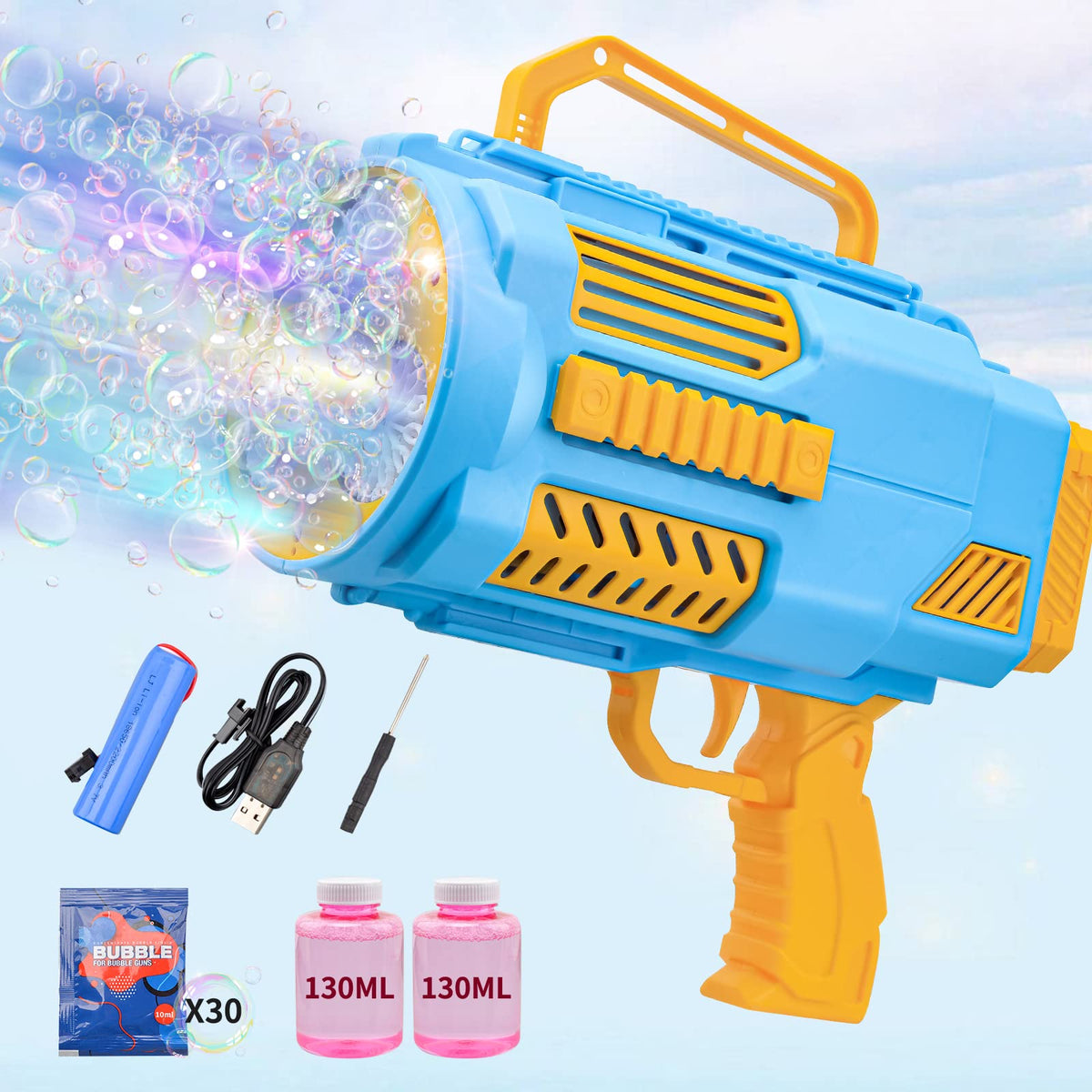 KB KAIBO upgraded bubble gun with no-dip solution for mess-free indoor and outdoor play