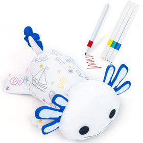 KB Mlotek Axolotl Coloring Plush ready for doodling with traceable numbers.