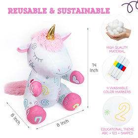 KB Mlotek Unicorn Coloring Plush Toy side view ideal for on-the-go coloring