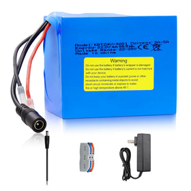 KBT 24V 4Ah battery box contents with charger and cables for quick replacement.