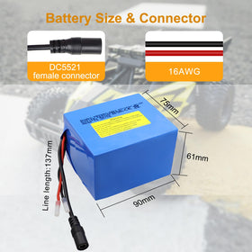KBT 24V 4Ah battery weight and cables highlight portability and simple connection.