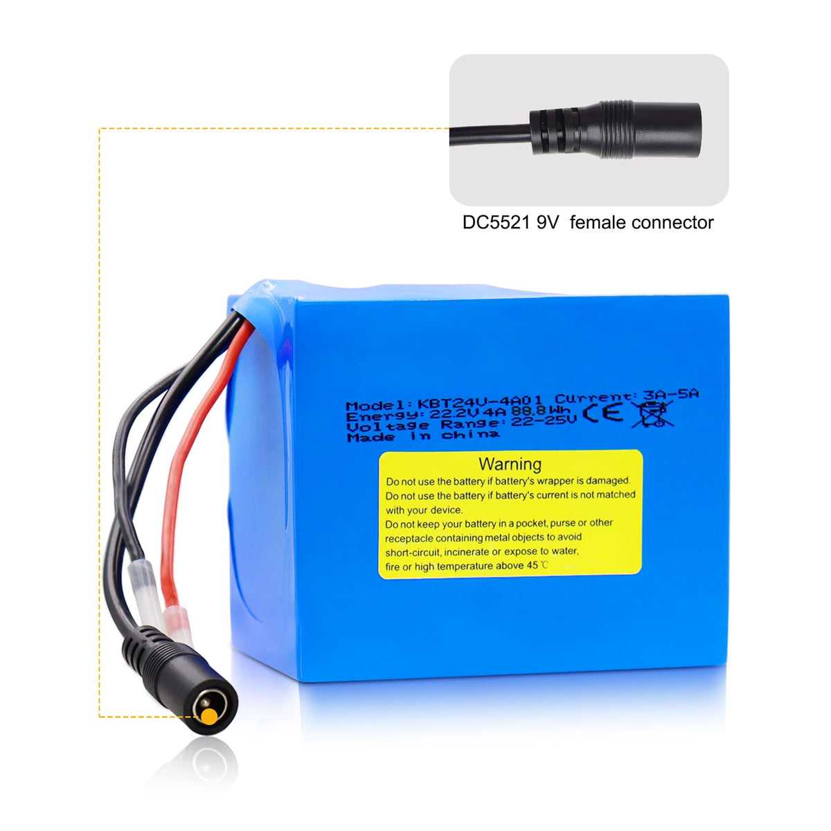 KBT 24V 4Ah with BMS protection safeguards charging and discharging cycles.