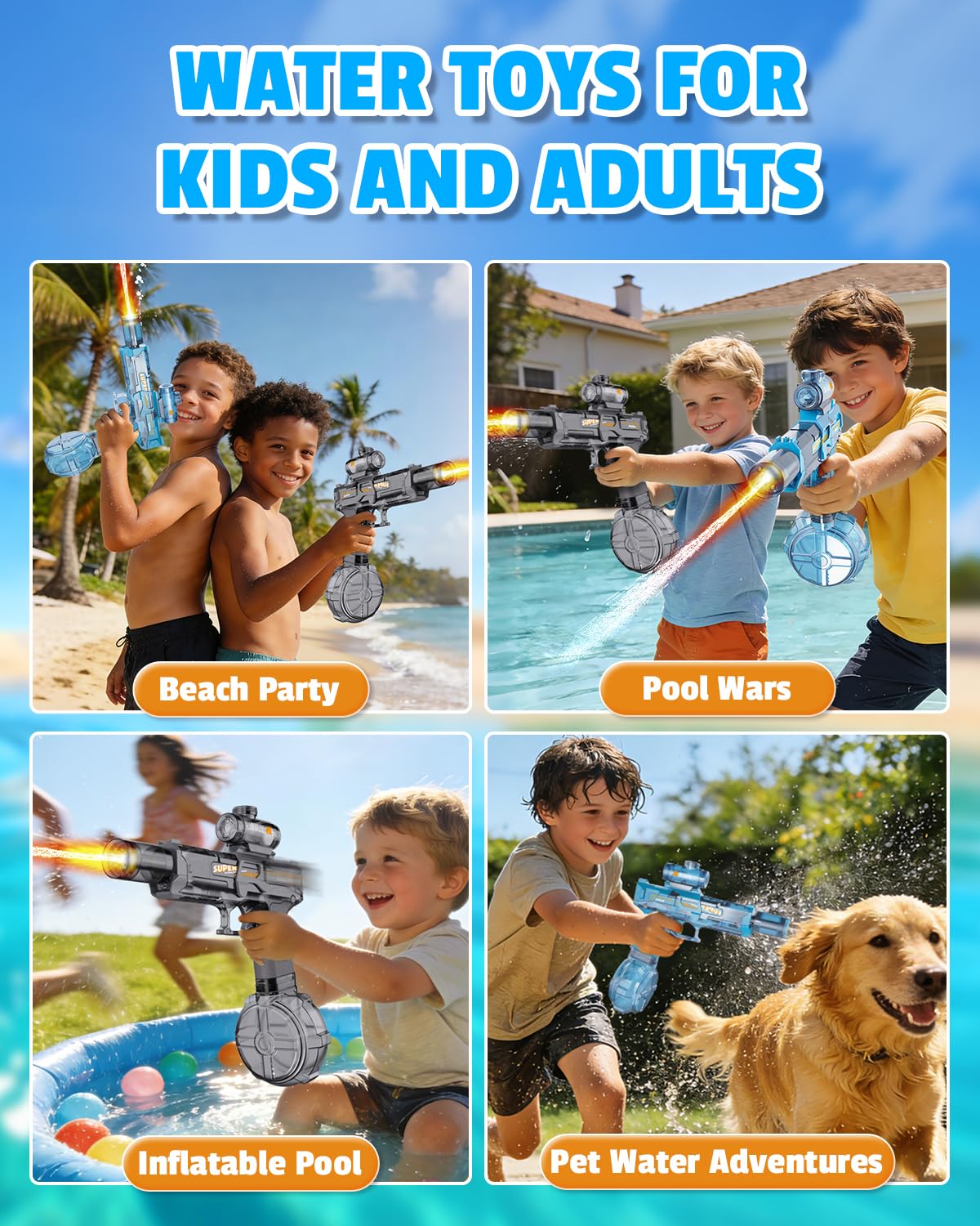 KCCHZ 26ft range for dynamic pool and beach battles.