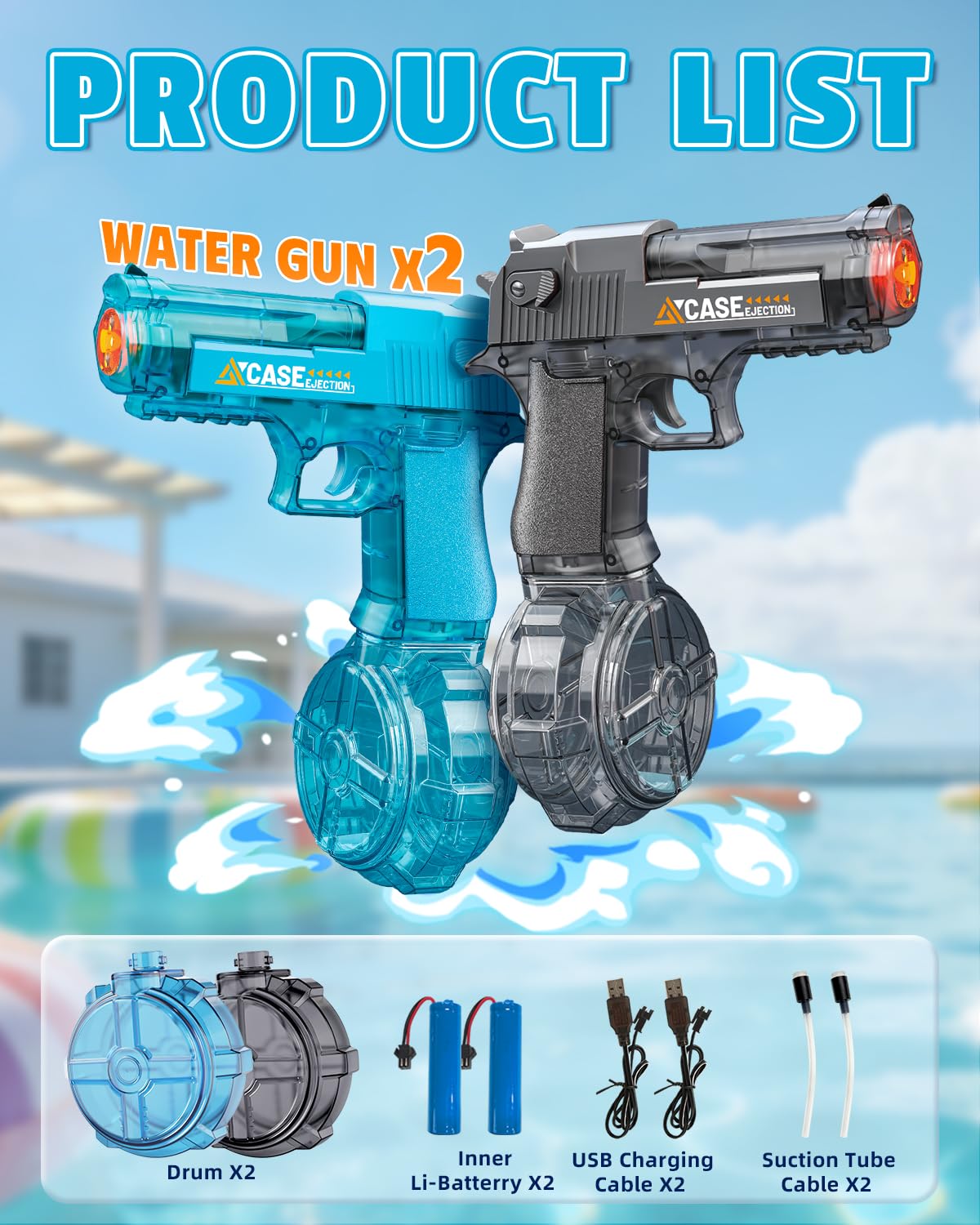 KCCHZ rechargeable water gun with USB charging in use