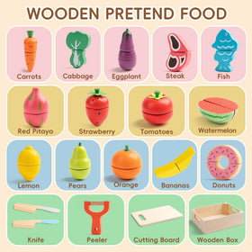 KDSFT cutting board and knives for safe pretend chopping in play kitchens.