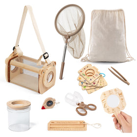 KDSFT wooden bug catcher kit with butterfly net for safe outdoor exploration.