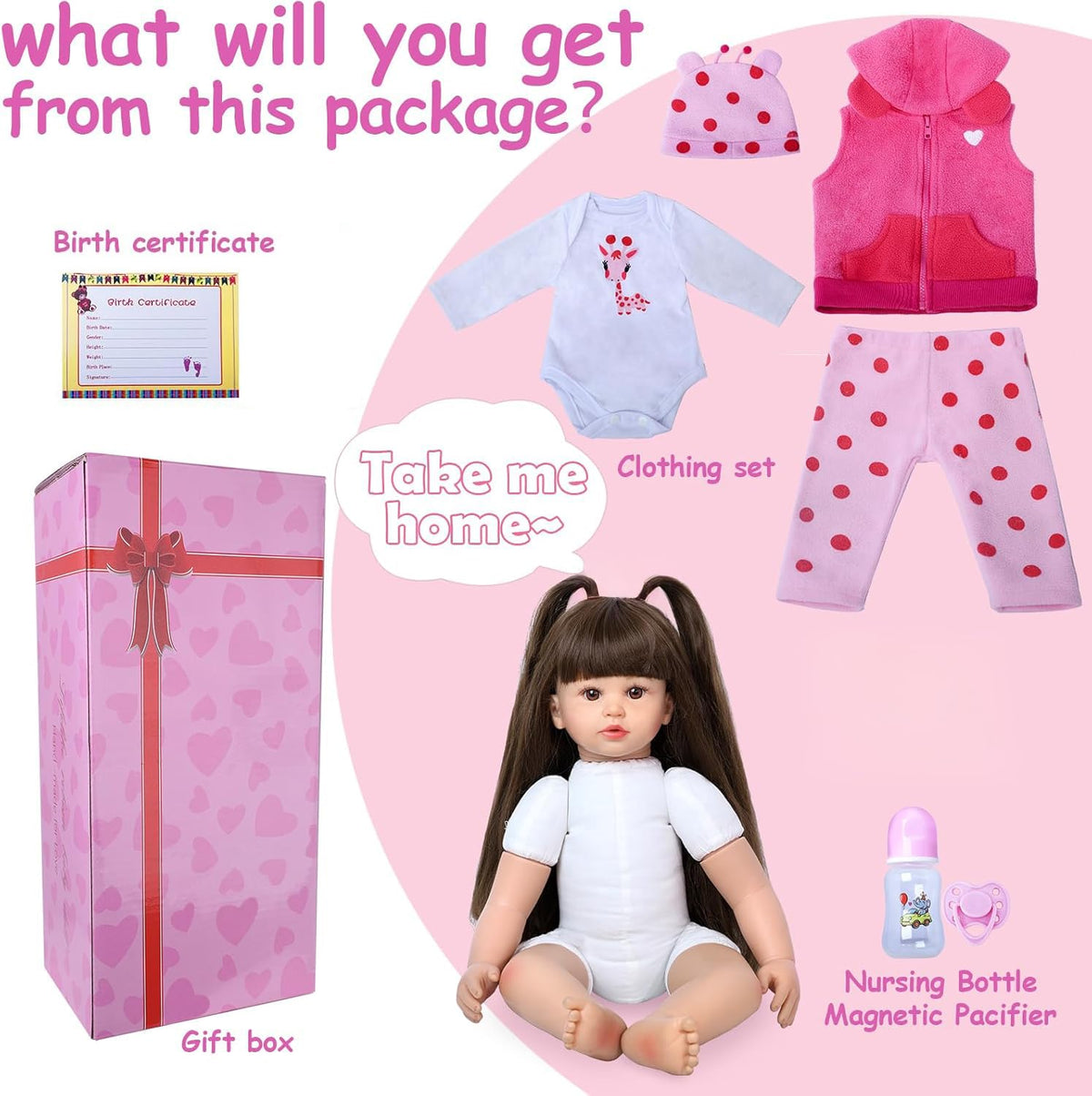 Kdudgso Reborn doll birth certificate and accessories for record keeping