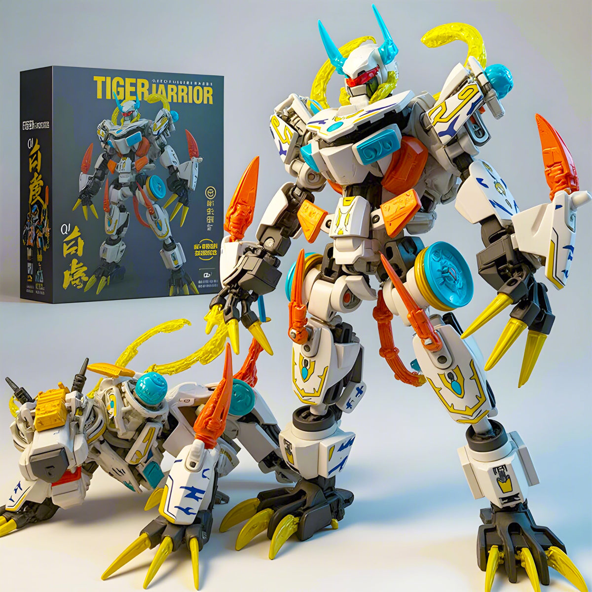 Kececo mech building blocks tiger robot assembly demonstrates the transform feature for kids