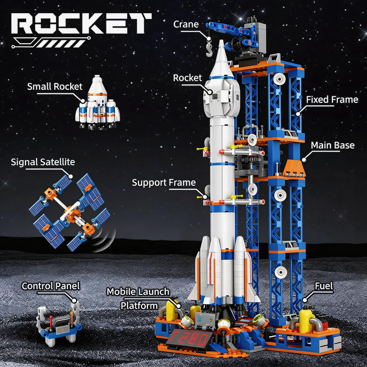 Kececo desk-friendly rocket model ideal for shelves and window displays.