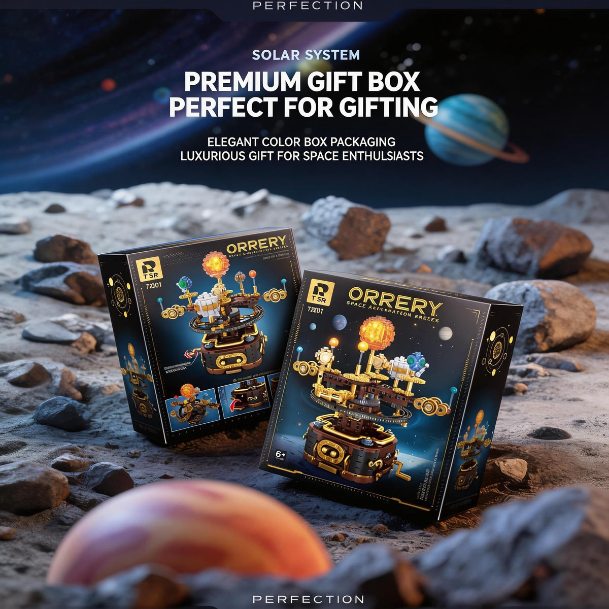 Kececo spinning solar system Venus close-up showcases vibrant tones and orbit concept.