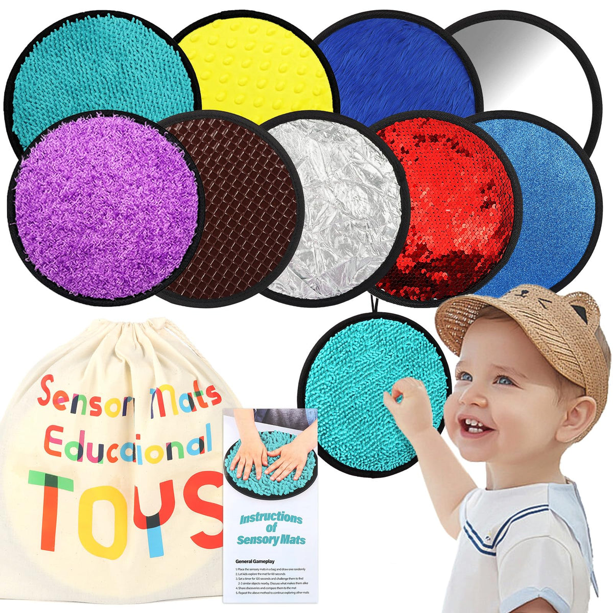 Keculf 9pcs sensory mats gift box ready for gifting and play.