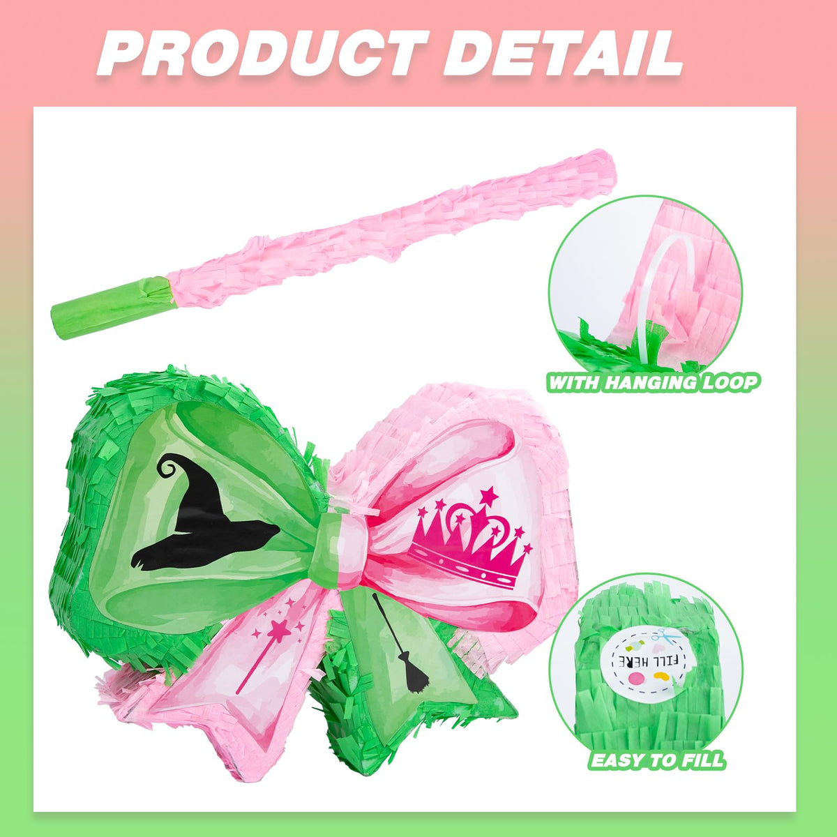 Kedaijin pinata includes a sturdy stick for easy smashing.